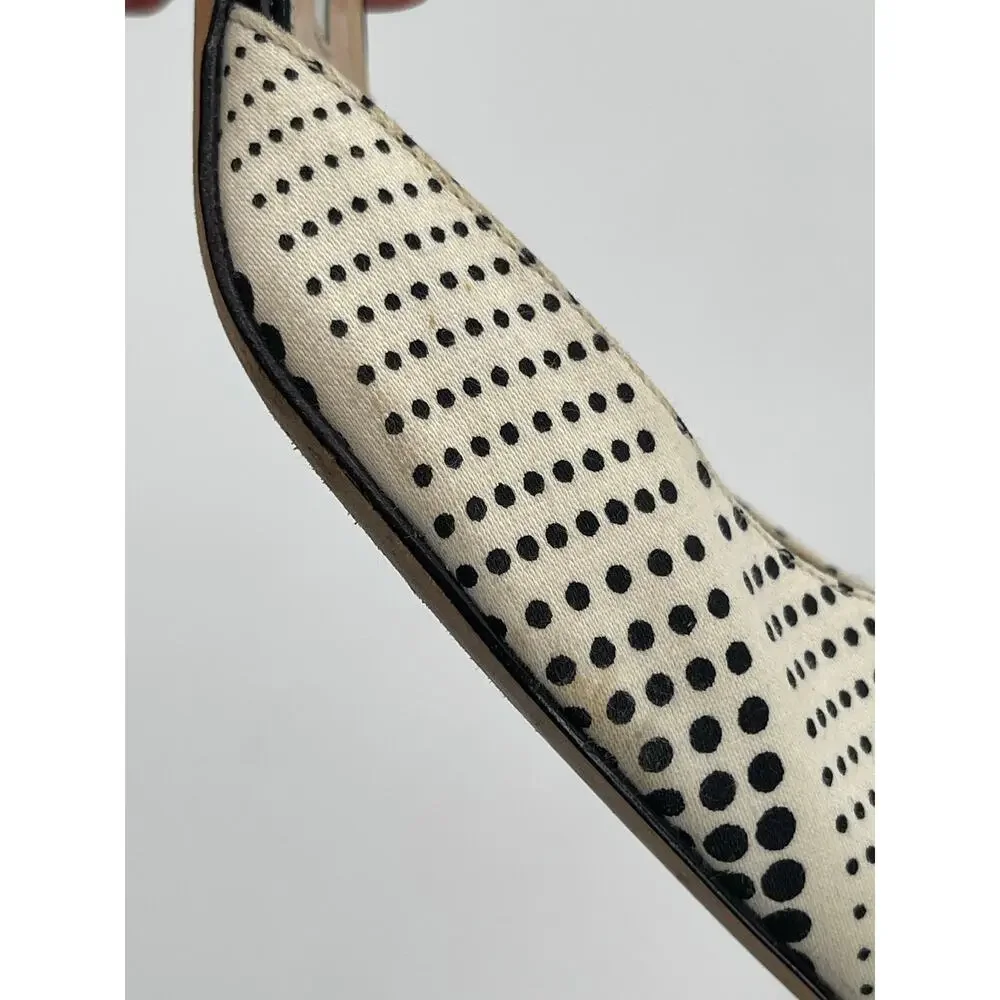Manolo Blahnik Vintage Black White Polka Dot Cap Toe Slingback Heels IT 42